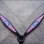 HILASON WESTERN LEATHER HORSE BREAST COLLAR BLACK PINK CROWN