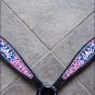 HILASON WESTERN LEATHER HORSE BREAST COLLAR BLACK PINK CROWN