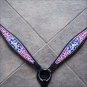 HILASON WESTERN LEATHER HORSE BREAST COLLAR BLACK PINK CROWN