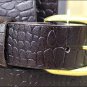 BLACK 1.5in LEATHER BELT CROCODILE EMBOSSED DESIGN MADE IN USA