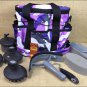 CAMO PURPLE HILASON PREMIUM HORSE GROOMING TOTE KIT W/ PALM COMFORT TOOLS