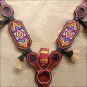 HILASON WESTERN LEATHER BREAST COLLAR BEADED INLAY HORSE HAIR MAHOGANY