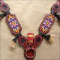 HILASON WESTERN LEATHER BREAST COLLAR BEADED INLAY HORSE HAIR MAHOGANY