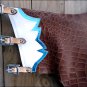 CH806V1-F HILASON BULL RIDING ALLIGATOR PRINT SMOOTH LEATHER RODEO WESTERN CHAPS