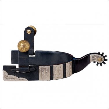 HILASON BLACK STEEL LADIES SPUR ENGRAVED GERMAN SILVER TRIMS