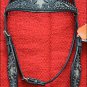 HILASON WESTERN LEATHER HORSE HEADSTALL BREAST COLLAR BLACK BLING STAR INLAY
