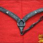 HILASON WESTERN LEATHER HORSE HEADSTALL BREAST COLLAR BLACK BLING STAR INLAY