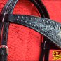 HILASON WESTERN LEATHER HORSE HEADSTALL BREAST COLLAR BLACK BLING STAR INLAY