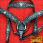 HILASON WESTERN LEATHER HORSE HEADSTALL BREAST COLLAR BLACK BLING STAR INLAY