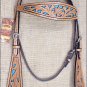 HILASON WESTERN LEATHER HORSE BRIDLE HEADSTALL TAN TURQUOISE INLAY