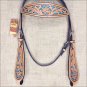 HILASON WESTERN LEATHER HORSE BRIDLE HEADSTALL TAN TURQUOISE INLAY