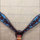 HILASON WESTERN LEATHER HORSE BREAST COLLAR BROWN TURQUOISE