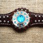 HILASON WESTERN LEATHER HORSE BRIDLE HEADSTALL BREAST COLLAR BROWN BLUE CONCHOS