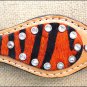HILASON WESTERN LEATHER HORSE BREAST COLLAR ORANGE ZEBRA