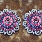 CN134F- 2 PINK PURPLE RHINESTONES BERRY CONCHO HEADSTALL SADDLE TACK COWGIRL