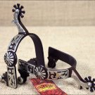HILASON ANTIQUE BROWN MEN SPUR SCROLL MOTIF CUT-OUT ENGRAVED GS TRIM