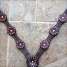 S500 HILASON WESTERN LEATHER HORSE BREAST COLLAR DARK BROWN W/ PINK RHINESTONES