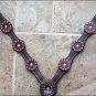 S500 HILASON WESTERN LEATHER HORSE BREAST COLLAR DARK BROWN W/ PINK RHINESTONES