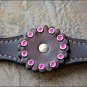 S500 HILASON WESTERN LEATHER HORSE BREAST COLLAR DARK BROWN W/ PINK RHINESTONES