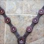 S500 HILASON WESTERN LEATHER HORSE BREAST COLLAR DARK BROWN W/ PINK RHINESTONES