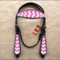HILASON WESTERN LEATHER BRIDLE HEADSTALL HAND PAINT PINK WHITE