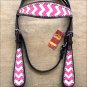 HILASON WESTERN LEATHER BRIDLE HEADSTALL HAND PAINT PINK WHITE