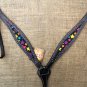 HILASON WESTERN LEATHER HORSE HEADSTALL BREAST COLLAR BLACK W/ STAR INLAY