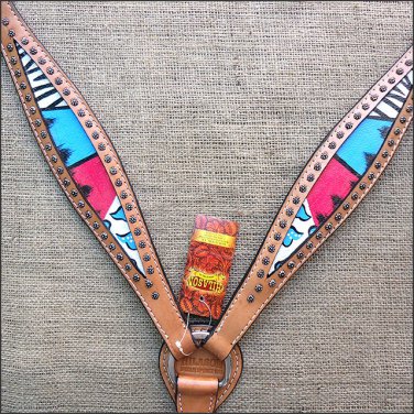 F519 NEW HILASON WESTERN HAND PAINT LEATHER HORSE BREAST COLLAR