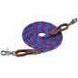 3/8" X 8' WEAVER LEATHER ENDS POLY ROPER REIN W/ SCISSOR SNAP BLUE