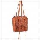 AMERICAN WEST SHANE LEATHER LADIES ZIP TOP TOTE HAND BAG PURSE GOLDEN TAN
