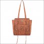 AMERICAN WEST SHANE LEATHER LADIES ZIP TOP TOTE HAND BAG PURSE GOLDEN TAN