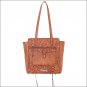 AMERICAN WEST SHANE LEATHER LADIES ZIP TOP TOTE HAND BAG PURSE GOLDEN TAN