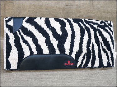 FEP249 HILASON WESTERN NEW ZEALAND WOOL HORSE SADDLE BLANKET BLACK WHITE ZEBRA