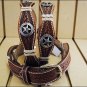 40in. JUSTIN IRON SCALLOP TOOLED WESTERN LEATHER MANS BELT BROWN WITH CONCHO