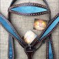 HILASON WESTERN LEATHER HORSE HEADSTALL BREAST COLLAR REINS METALLIC TURQUOISE