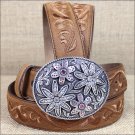 38 inch C279 JUSTIN BROWN GARDEN TRAILS LADIES LEATHER BELT COWGIRL WESTERN SHOW