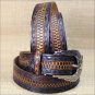 46" BROWN SILVER CREEK MIDNIGHT RIVER MEN & WOMEN EMBOSSED LEATHER BELT