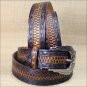 46" BROWN SILVER CREEK MIDNIGHT RIVER MEN & WOMEN EMBOSSED LEATHER BELT