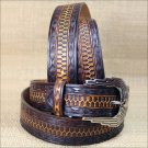 32" BROWN SILVER CREEK MIDNIGHT RIVER MEN & WOMEN EMBOSSED LEATHER BELT