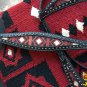 HILASON WESTERN LEATHER HEADSTALL BREAST COLLAR SADDLE PAD BLANKET BLACK RED