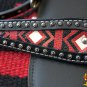 HILASON WESTERN LEATHER HEADSTALL BREAST COLLAR SADDLE PAD BLANKET BLACK RED