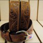 26" SILVER CREEK WESTERN SCROLL TOOLED LEATHER MANS BELT BROWN MADE IN THE USA