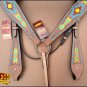 HILASON WESTERN LEATHER HORSE HEADSTALL BREAST COLLAR TAN W/ AZTEC HAND PAINT