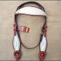 HILASON WESTERN LEATHER HORSE BRIDLE HEADSTALL MAHOGANY WHITE HAIR ON