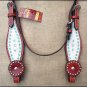 HILASON WESTERN LEATHER HORSE BRIDLE HEADSTALL MAHOGANY WHITE HAIR ON