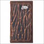 JUSTIN BROWN TAN EMBOSSED LEATHER TRIM WESTERN MENS RODEO WALLET W/ 5 CARD SLOTS