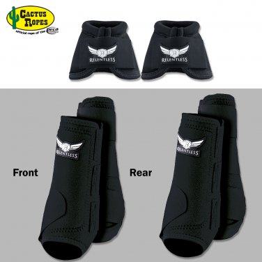SML BLACK RELENTLESS TREVOR BRAZILE FRONT REAR SPORT BELL BOOT 6 PACK HORSE