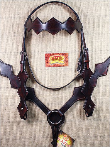 S902 NEW HILASON WESTERN LEATHER HORSE BRIDLE HEADSTALL BREAST COLLAR DARK BROWN