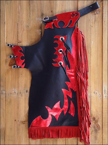 WESTERN LARGE JUNIOR CHILD RODEO BRONC BULL RIDING SHOW SMOOTH LEATHER CHAPS