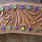 V1 HILASON WESTERN LEATHER HORSE BREAST COLLAR TAN HAND FLORAL CARVED